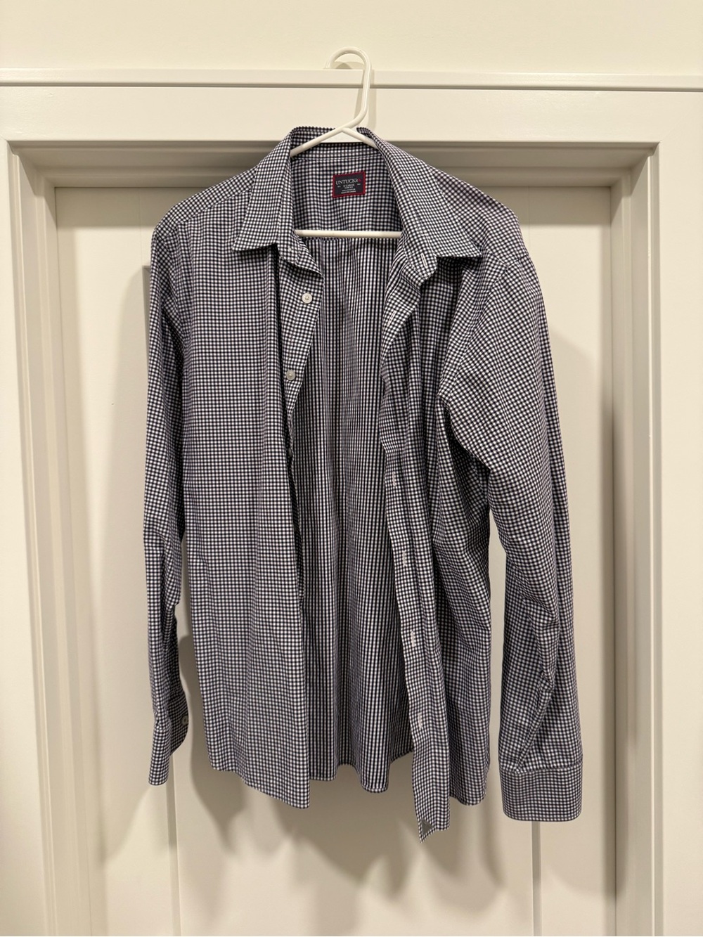 UNTUCKit Navy and White Micro-Check Dress Shirt
